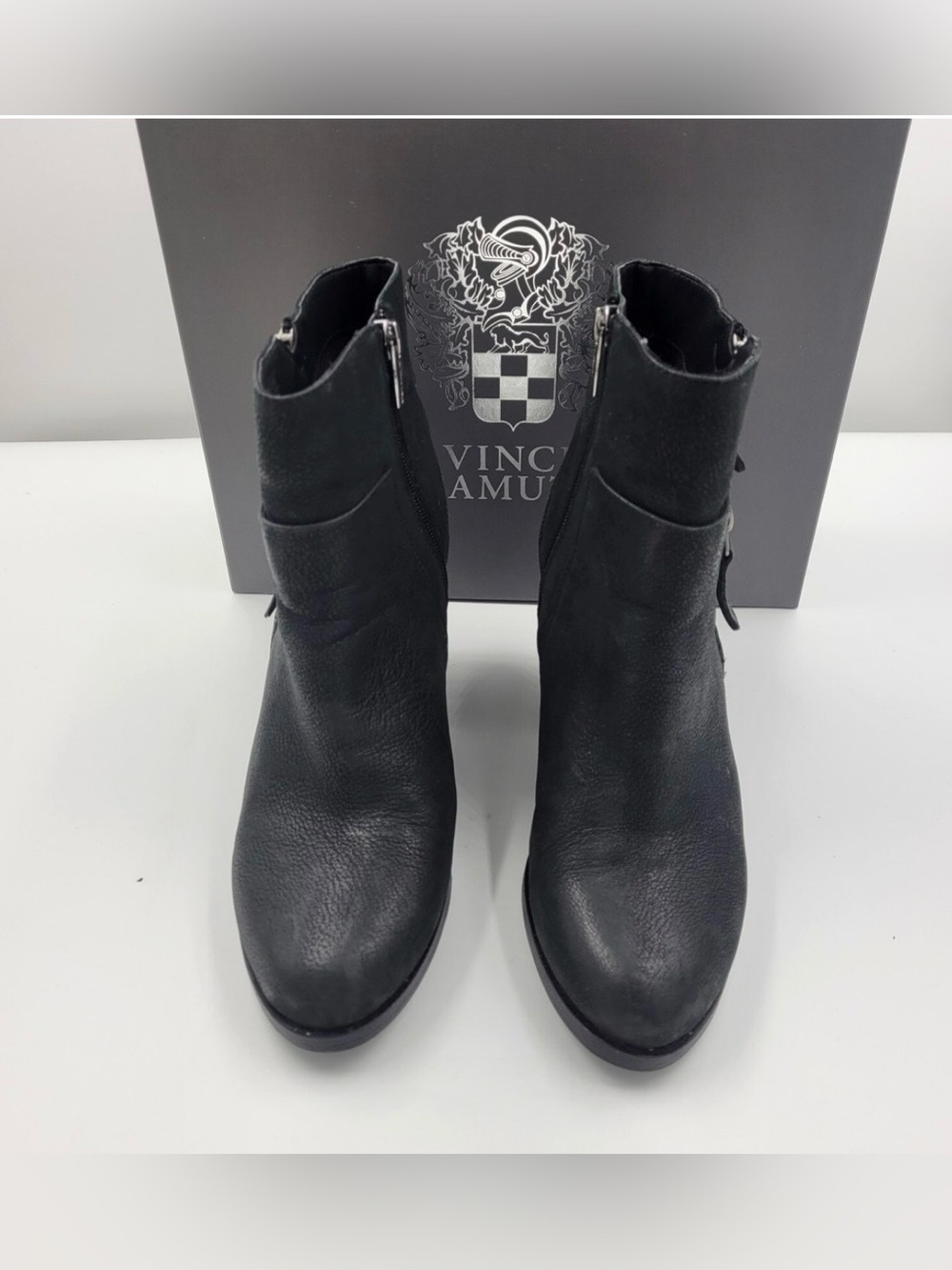 Vince Camuto Black Leather Ankle Booties